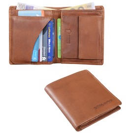 STILORD 'Marc' Men's Leather Wallet in Gift Box Vintage Wallet for Credit Cards Change Wallet Vertical Genuine Leather, Girona - Brown, coin purse