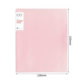 A4 Display Book with Transparent Pockets, 100 Pockets, A4 Presentation Folder, Display Folder with Transparent Sleeves, A4 Presentation Book for Reports, Music Sheets, Brochures (Pink)