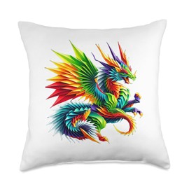 Studio Origami Art Colorful Origami Dragon Throw Pillow, 18x18, Multicolor