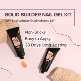 Poly Gel Nail Kit: Solid Builder Gel for Nails 2 Colors Hard Gel for Nails, Non-Sticky Gel Nail Extension Slip, Solid Gel for Carving Solid Building Gel for Nail Art DIY 28 Days Long Lasting