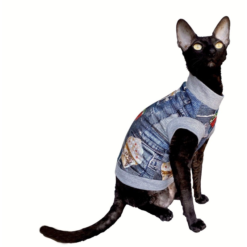 Kotomoda Cat Clothing Cotton T-Shirt Ice for Sphynx Cats (XS)