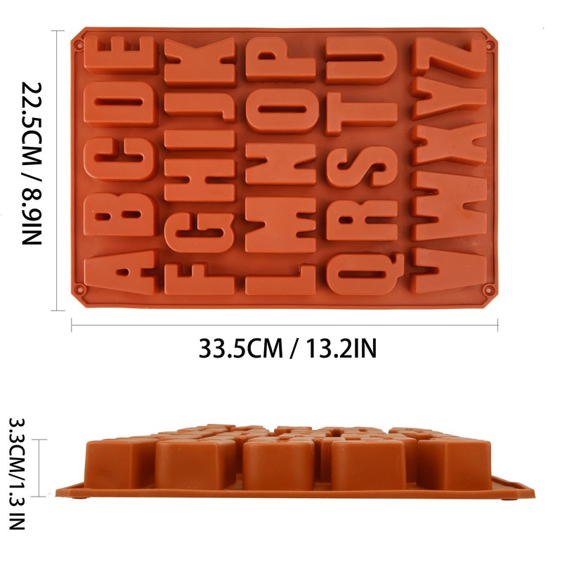 Wocuz Chocolate Silicone Mold - Larger Alphabet Baking 13.2x8.9x1.3 Inch
