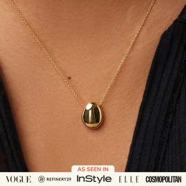 Ana Luisa Gold Pebble Pendant Necklace - 14K Gold Plated Teardrop Pendant Necklace - Hypoallergenic, Water-Resistant, Tarnish-Free - Dainty Gold Necklace - Lobster Clasp Pendant Necklace