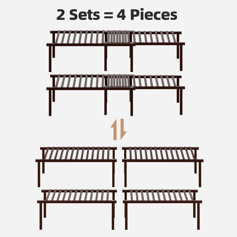 STORAGE MANIAC Set of 4 Expandable Kitchen Cabinet Organizer Shelf