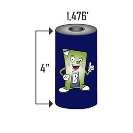 4.33" x 1476' (110mm x 450m) Thermal Transfer Ribbon Blank Labels Brand. Premium Wax for Zebra or Datamax Industrial Printers (12 Rolls)