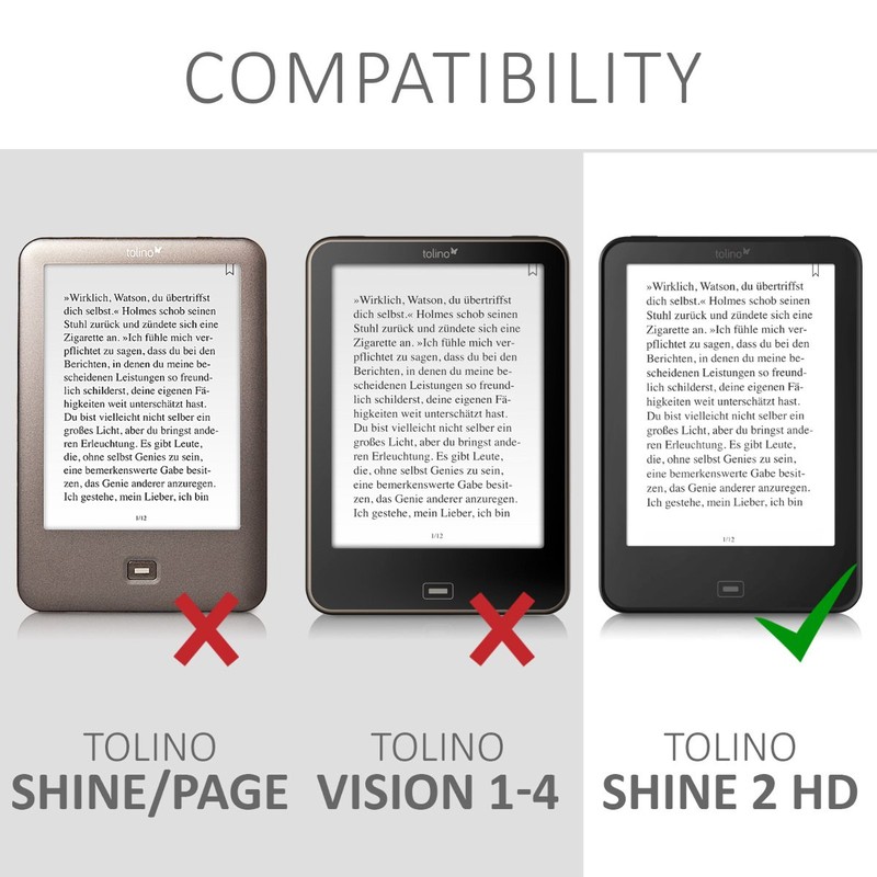 kwmobile Flip Case Compatible with Tolino Shine 2 HD Case