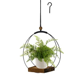 hismocal Hanging Planters for Indoor Plants, Black Plant Hanger Indoor with Sturdy Wood Base, Modern Boho Macrame Plant Hanger, Hanging Wall Ceiling Window Home Decor (Plants/Pots Not Included)