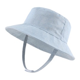 JANGANNSA Denim Summer Baby Sun Hat Boys Girls Infant Toddler Bucket Hats Sun Protect Beach Baby Caps(Denim Light Blue, 17.3"(0-3Months))