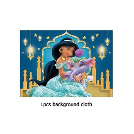 RZDQZY Princess Jasmine Photo Backdrop - Pink Fabric, Medium/Large Size, Birthday Occasion - Includes 1pcs Princess Jasmine Background Cloth