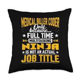 Medical Biller Coder Job Title - Medical Coding and Billing Throw Pillow