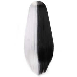 Long Two Tone Women's Full Wig Straight Lolita Disguise Cosplay Wig Heat Resistant Net