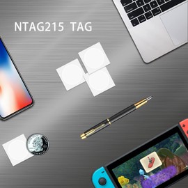 Pack of 50 NFC Tags Ntag215 Sticker Stickers, Blank White NFC Label in 25 mm (1 Inch) Round, 504 Byte Memory RFID Tag, Compatible with Amiibo Switch, All NFC-Enabled Mobile Phones