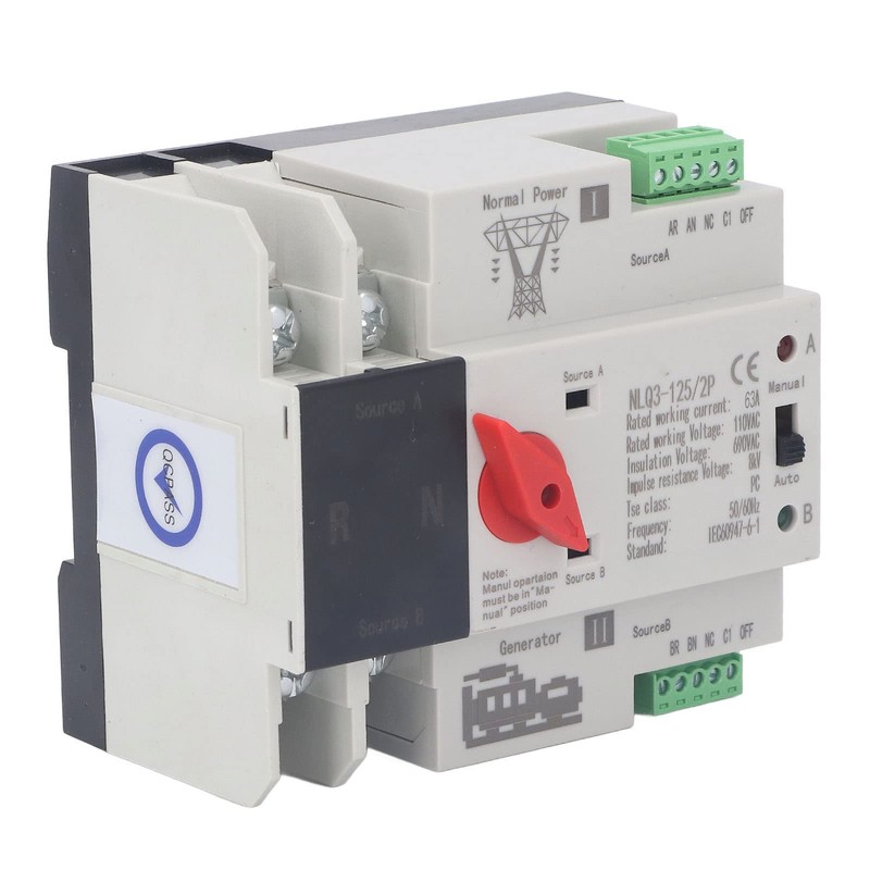 Automatic Transfer Switch 2P 63A Generator Changeover Switch AC 110V