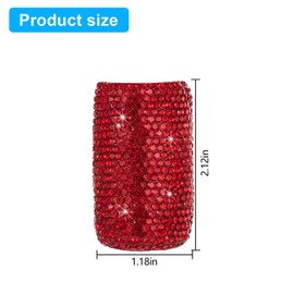 Mandark Bling Car Lip Balm Holder, Upright Insulating Crystal Rhinestone Auto Chapstick Holder, Sparkling Vehicle Interior Decor Accessories for Women Girls, Universal for RV, SUV, Truck (Red)
