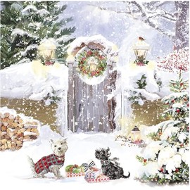 GBCC Charity Christmas Cards Pack of 6 - Charity Christmas Cards 2024 with Snowy Dogs and Robin Design - Eco-Friendly Xmas Cards Multipack with Envelopes