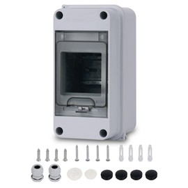 Fuse Box Surface-Mounted Distributor, Distribution Box Surface-Mounted IP65 1 Row for 3 Modules, with Accessories, Small Distributor for Gardens, Famiglia, Wet Rooms