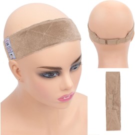 GEX - Banda de agarre para peluca con cierre elástico ajustable, terciopelo flexible, antideslizante, para peluca (beige)