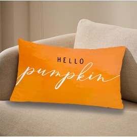 MOFUYU Fall Pillow Covers 12x20 Inch,Hello Pumpkin Pillow,Fall Home Decor,Farmhouse Autumn Thanksgiving Lumbar Pillow Coverss Decorative for Bedroom Living Room Home Sofa Couch