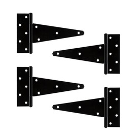 CHIJANE 8 Inch Heavy Duty T-Strap Shed Door Hinges,4 Pack Gate Strap Hinges Black FenceTee Hinge for Outdoor Wood Gates,Shed Door,Barn Door,Wrought Hardware for Wooden Fences,Yard,Barn Door,Rustproof