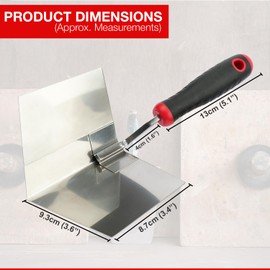 Inside Corner Trowel - Stainless Steel Blade, Anti-Slip Grip, Plastering Tools, Home Improvements, Drywall Corner Shaping, Brickwork