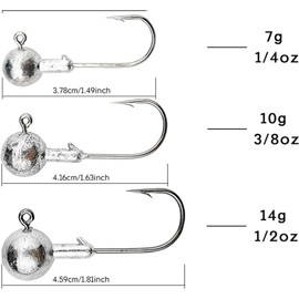 YAOYAOLING 25 x Trout Freshwater Jig Head Hooks Saltwater Jig Heads Round Jig Hooks (14g))