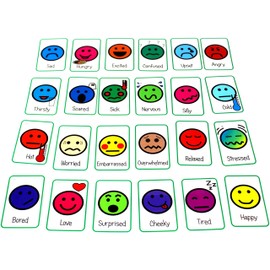 Feelings and Emotions Flash Card Pack - Special Needs Autism Cue Card & Bungee Set for carers schools senco