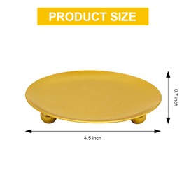 Merkaunis 12 Pcs Plate Candle Holder, 4.5'' Candle Tray Decorative Pillar Candle Stand Iron Gold Candlestick Holder for Spa, Wedding, Dinning, Party,Taper Candles
