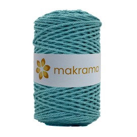 MAKRAMA Cuerda de Algodón 2mm Macramé 200 Metros 500gr Colores (Verde Aqua)