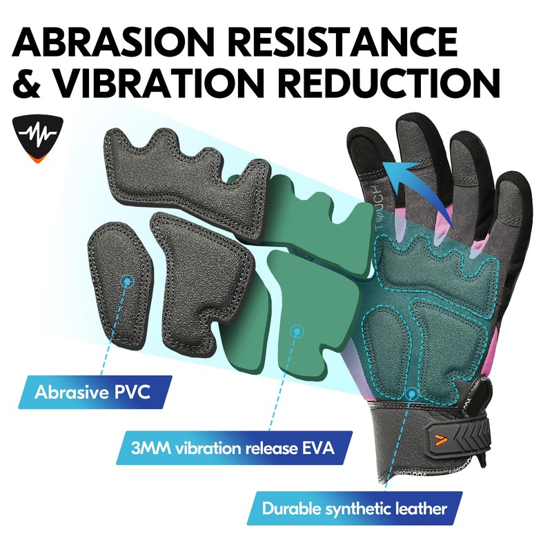 Vgo... Heavy Duty Synthetic Leather Work Gloves Women,Impact Protection Mechanic