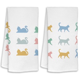 TAGDANK Cute Cat Kitchen Towels Set of 2 Cat Mom Gifts for Women Cats Gifts Tea Towels for Cat Lovers Cute Towels Decorative Set for Kitchen & Bathroom Cat Kitchen Accessories 16×24 Inch