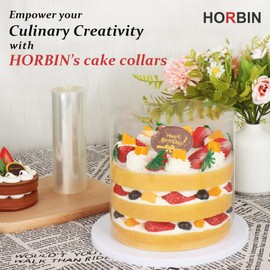 Horbin - Collar de pastel de acetato transparente de 6 x 390 pulgadas/1 rollo, hojas de acetato profesionales para hornear, elegante envoltura de pasteles, decoración de bordes