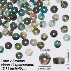 SUNNYCLUE 1 Box 384Pcs Disc Stone Beads Lapis Lazuli Beads 4mm Chrysocolla Crystal Beads Flat Round Gemstone Beads String Healing Energy Gemstone Spacer Loose Beads for Jewellery Making DIY Supplies