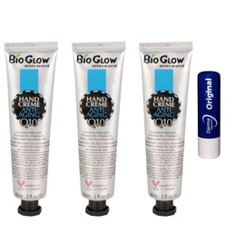 Nature inspired Anti ageing Q10 Hand Cream,Cruelty Free & vegan Travel Size 3 Tubes 60 ML With Free Orignial Lip Balm