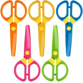 LOVESTOWN Kids Scissors, 5PCS Blunt Tip Toddlers Training Safety Scissor, Anti-Pinch Design, Hand-Eye Coordination Development, Playdough Tools Paper Cutting Activity, DIY Craft Supplies