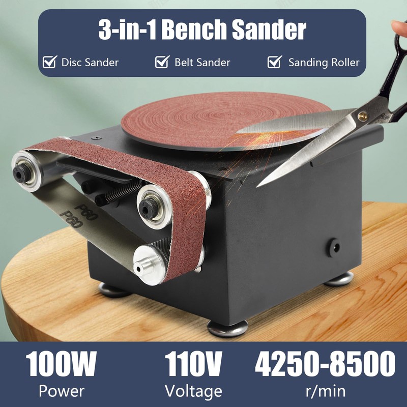 AGULIUM 6-Inch Mini Disc Sander, 7 Speed Adjustable Bench Belt
