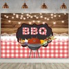 BBQ Backdrop FHZON 8x6ft Brown Wooden Board String Lights Lace