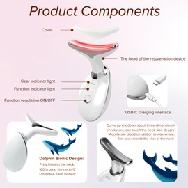 Red-Light-Therapy-for-Face and Neck, Facial Massager for Face and Neck, 7 Color Face Neck Massager for Skin Care, at-Home Face Tool for Skin Care