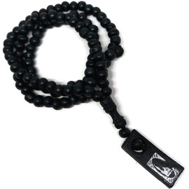 Muslim Wooden Tasbih 99 Rosary Beads Amn081 Printed Picture Tag Islam Prayer Zikr Misbaha Ramadan Gift (Black)