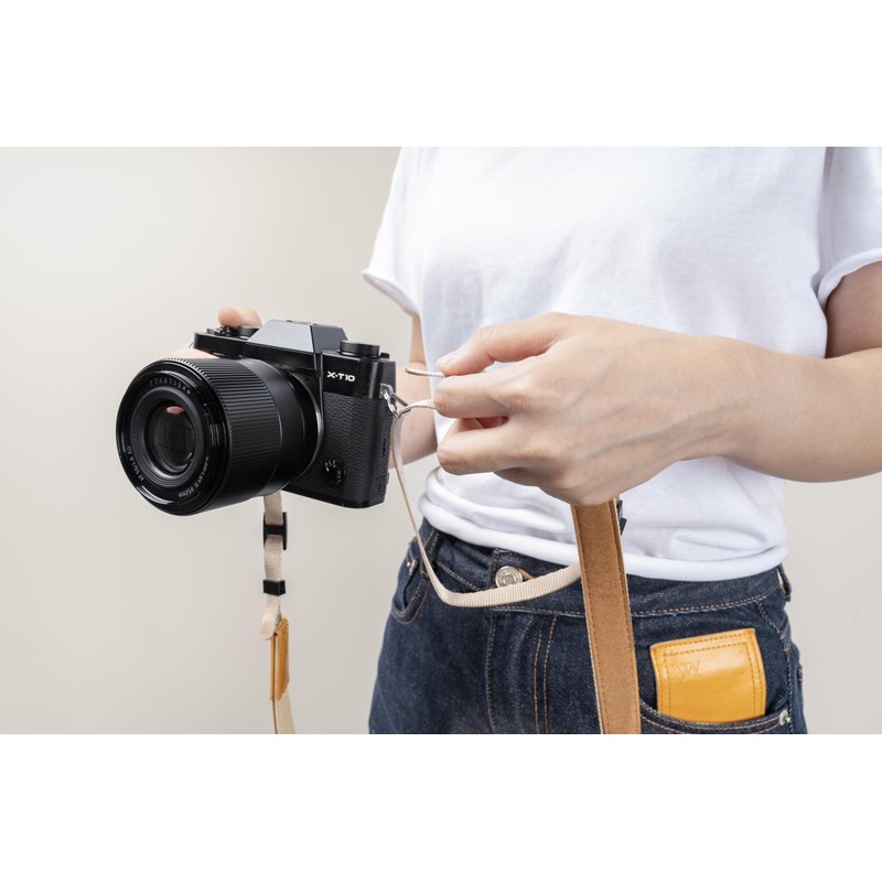 TTArtisan Leather Style Drawstring Lens Bag - Beige with Brown