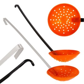 Yiju Ice Fishing Scoop Scoop Ice Slush Scoop with Aluminum Handle Winter Outdoor Fishing Shovel, Black Orange red