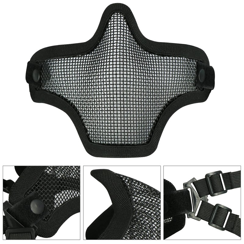 AOUTACC Airsoft Mask and Goggles Set, Half Face Full Steel
