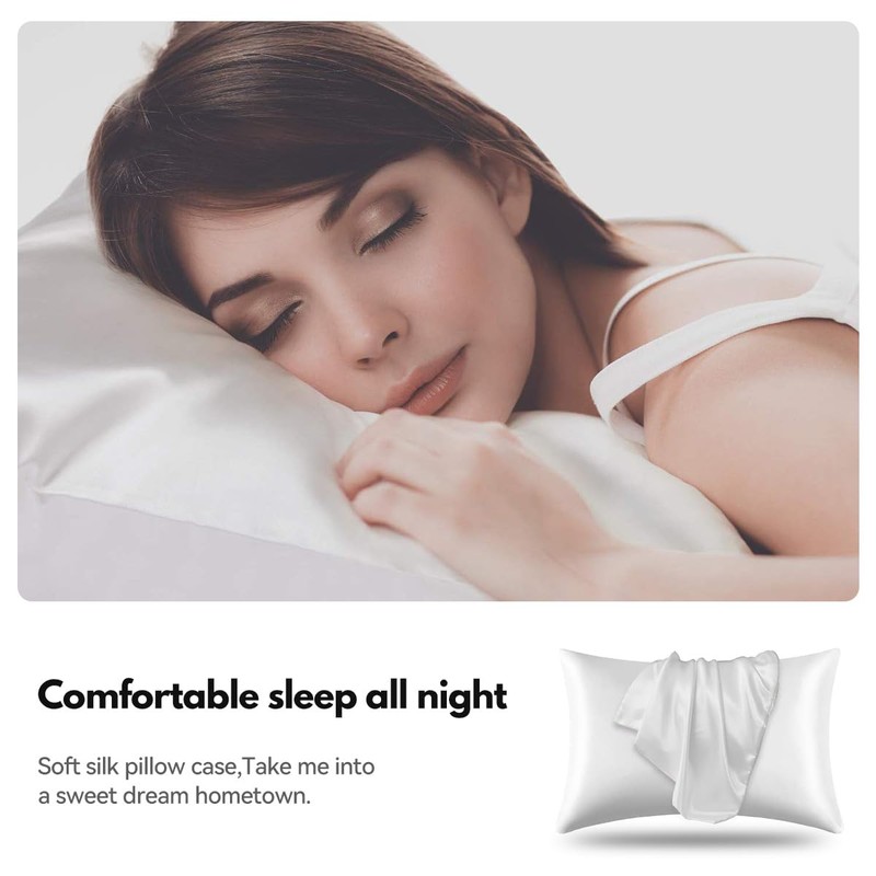 【2 Pack】 Mulberry Satin Silk Pillowcase, H HOME-MART 20"x 30"
