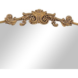 GA Home Gold Arched Mirror, 24"x36" Antique Bathroom Mirror with Wooden Frame, Vintage Ornate Baroque Decorative Mirror for Entryway, Fireplace, Living Room