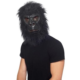 Smiffys Gorilla Mask, Black with Hair, Foam Latex, Party Animals Fancy Dress, Animal Dress Up Masks