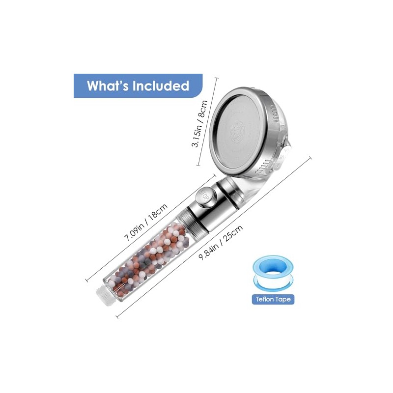 Vacto High Pressure Handheld Shower Head with Filter, Hard Water