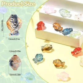 Ipotkitt 100pcs 6 Colours Handmade Lampwork Fish Beads Fish Shaped Glass Beads Ocean Animal Spacer Beads for DIY Beadable Necklace Jewellery Making