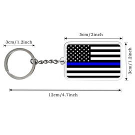 FHZJKJX 2 Pack Thin Blue Line American Police Flag Keychain Key Ring-(Police)
