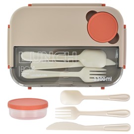 Colexy Bento Lunch Box Auslaufsichere Lunchbox mit Fächern 1300ML Lunchbox Erwachsene Kinder mit 4 Fächern und Besteckset für Mikrowellen Und SpüLmaschinen Schule Arbeit Picknick Reisen (Grau)