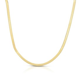 JewelryWeb 925 Sterling Silver 14k Yellow Gold Plated 2.7mm Imperial Herringbone Chain Bracelet With Lobster Clasp 8 Inch Link-Bracelet for Women and Men