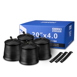 Corki Cycles 20 Inch Fat Bike Tire Tube 4-Pack 20x4.0 Standard Schrader Valve 32mm, Butyl Rubber 20 Bike Inner Tube
